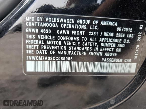 ✅ 2012 Volkswagen Passat SEL Premium • VIN: 1VWCM7A32CC089086 • Lot: 49155175. Wystawiony na Copart z przebiegiem 121 040 mil. Bezpłatny archiwum sprzedaży aukcyjnych z USA i szczegółowy raport historii pojazdu na DreamBid. Zdjęcie 14.