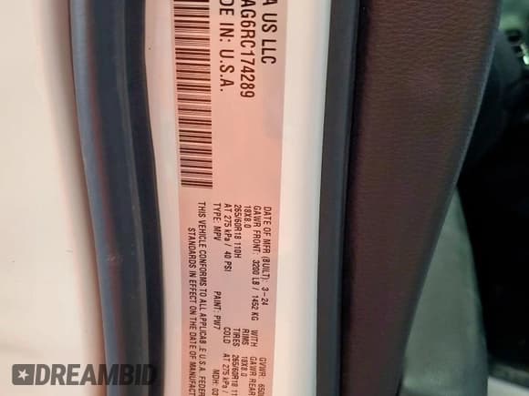 ✅ 2024 Dodge Durango SXT • VIN: 1C4RDJAG6RC174289 • Lot: 62191555. Listed on Copart with 27,549 mi. Free auction sales archive from the USA and detailed vehicle history report at DreamBid. Image 13.