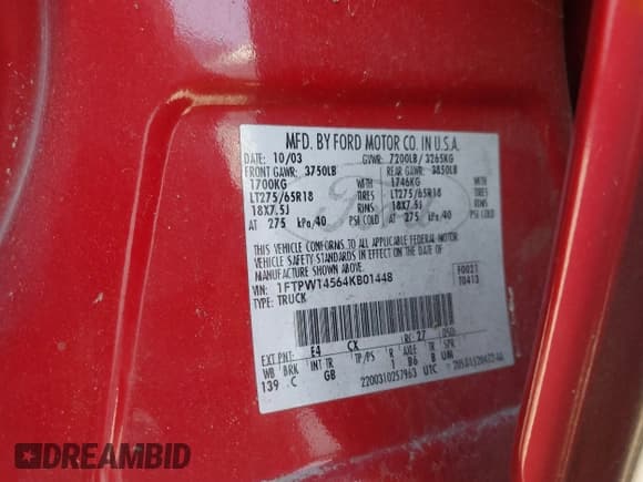 ✅ 2004 Ford F-150 XLT • VIN: 1FTPW14564KB01448 • Lot: 43497227. Wystawiony na IAAI z przebiegiem 120 279 mil. Bezpłatny archiwum sprzedaży aukcyjnych z USA i szczegółowy raport historii pojazdu na DreamBid. Zdjęcie 9.