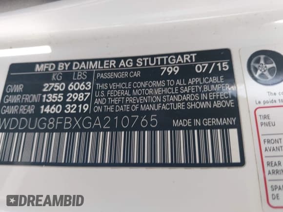 ✅ 2016 Mercedes-Benz S 550 • VIN: WDDUG8FBXGA210765 • Lot: 42966321. Wystawiony na IAAI z przebiegiem 93 831 mil. Bezpłatny archiwum sprzedaży aukcyjnych z USA i szczegółowy raport historii pojazdu na DreamBid. Zdjęcie 9.