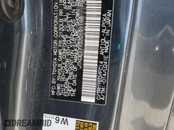 ✅ 2007 Scion tC Spec • VIN: JTKDE177370191198 • Lot: 71320905. Wystawiony na Copart z przebiegiem 202 685 mil. Bezpłatny archiwum sprzedaży aukcyjnych z USA i szczegółowy raport historii pojazdu na DreamBid. Zdjęcie 12.