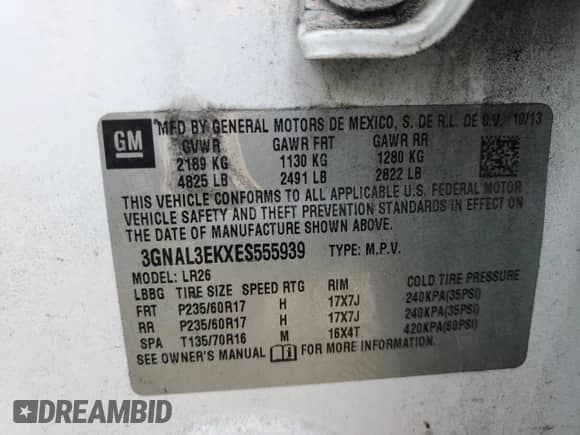 2014 Chevrolet Captiva Sport LT с VIN 3GNAL3EKXES555939, выставлен на аукционе Copart как лот 85222604 с пробегом 159 459 миль миль и Чистый • Clean title. История ставок и продаж доступна на DreamBid. Изображение 13.