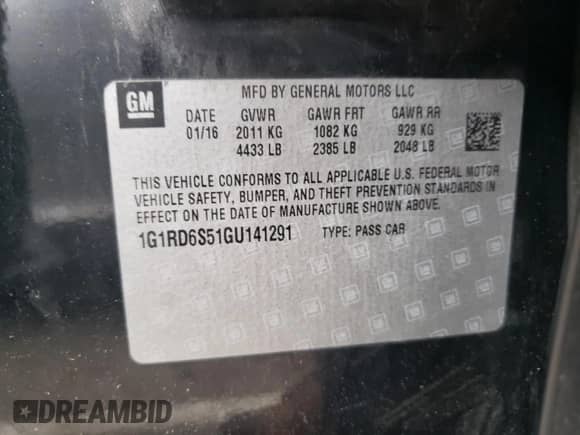 2016 Chevrolet Volt Premier с VIN 1G1RD6S51GU141291, выставлен на аукционе Copart как лот 54887493 с пробегом 81 082 миль миль и . История ставок и продаж доступна на DreamBid. Изображение 12.