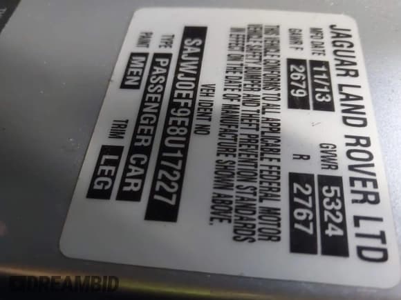 ✅ 2014 Jaguar XF SC • VIN: SAJWJ0EF9E8U17227 • Lot: 40455665. Wystawiony na IAAI z przebiegiem 125 196 mil. Bezpłatny archiwum sprzedaży aukcyjnych z USA i szczegółowy raport historii pojazdu na DreamBid. Zdjęcie 9.