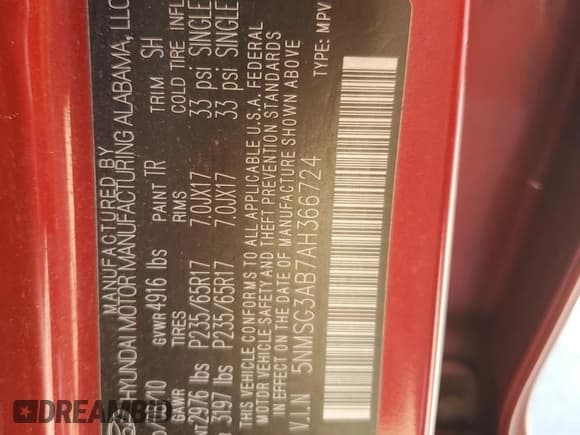 ✅ 2010 Hyundai Santa Fe GLS • VIN: 5NMSG3AB7AH366724 • Lot: 68895274. Listed on Copart with 348,312 mi. Free auction sales archive from the USA and detailed vehicle history report at DreamBid. Image 13.