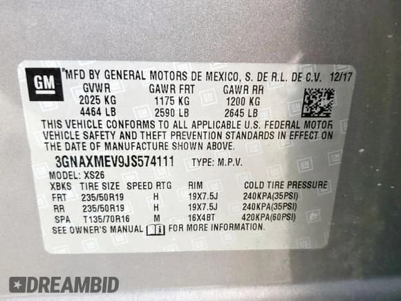 ✅ 2018 Chevrolet Equinox Premier • VIN: 3GNAXMEV9JS574111 • Лот: 90337365. Опубликован ранее на Copart с пробегом 110 928 миль. Бесплатный доступ к архиву аукционных продаж из США и подробный отчёт об истории автомобиля на DreamBid. Изображение 13.