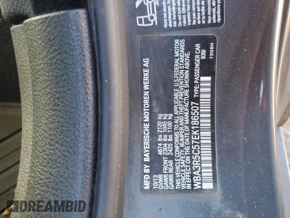 ✅ 2014 BMW 4 Series 435i xDrive • VIN: WBA3R5C57EK186507 • Lot: 91493165. Listed on Copart with 91,245 mi. Free auction sales archive from the USA and detailed vehicle history report at DreamBid. Image 12.