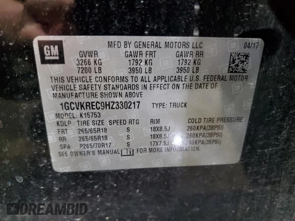 ✅ 2017 Chevrolet Silverado 1500 LT • VIN: 1GCVKREC9HZ330217 • Лот: 70091715. Опубликован ранее на Copart с пробегом 167 528 миль. Бесплатный доступ к архиву аукционных продаж из США и подробный отчёт об истории автомобиля на DreamBid. Изображение 12.