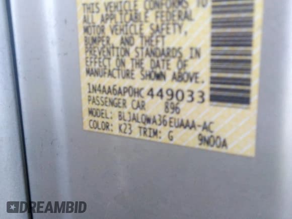 ✅ 2017 Nissan Maxima SL • VIN: 1N4AA6AP0HC449033 • Lot: 34512242. Listed on IAAI with 142,858 mi. Free auction sales archive from the USA and detailed vehicle history report at DreamBid. Image 9.