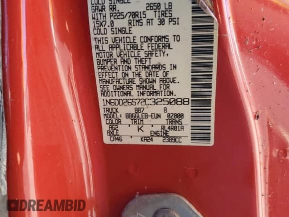 ✅ 2002 Nissan Frontier XE • VIN: 1N6DD26S72C325088 • Лот: 82439285. Опубликован ранее на Copart с пробегом 130 470 миль. Бесплатный доступ к архиву аукционных продаж из США и подробный отчёт об истории автомобиля на DreamBid. Изображение 12.