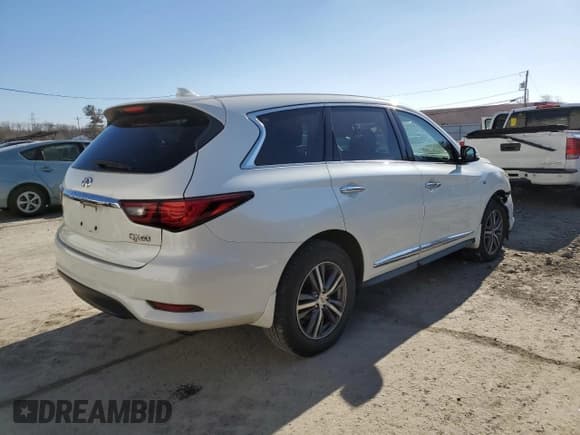 ✅ 2019 Infiniti QX60 Pure • VIN: 5N1DL0MM4KC561837 • Lot: 47443595. Listed on Copart with 143,473 mi. Free auction sales archive from the USA and detailed vehicle history report at DreamBid. Image 3.