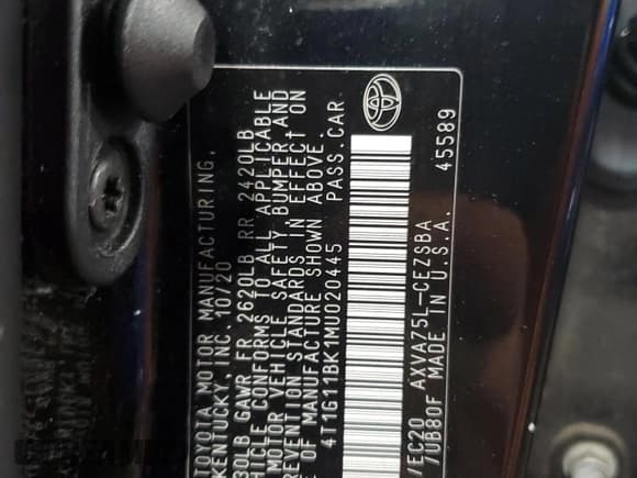 ✅ 2021 Toyota Camry SE Nightshade • VIN: 4T1G11BK1MU020445 • Лот: 86261145. Опубликован ранее на Copart с пробегом 65 950 миль. Бесплатный доступ к архиву аукционных продаж из США и подробный отчёт об истории автомобиля на DreamBid. Изображение 12.