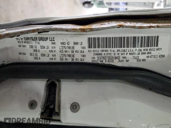 ✅ 2014 Ram 2500 SLT • VIN: 3C6TR5DT3EG318452 • Lot: 43590355. Listed on Copart with 147,256 mi. Free auction sales archive from the USA and detailed vehicle history report at DreamBid. Image 12.