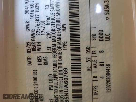 ✅ 2022 Ford Escape SE • VIN: 1FMCU9G65NUA60769 • Лот: 87299955. Опубликован ранее на Copart с пробегом 164 750 миль. Бесплатный доступ к архиву аукционных продаж из США и подробный отчёт об истории автомобиля на DreamBid. Изображение 12.