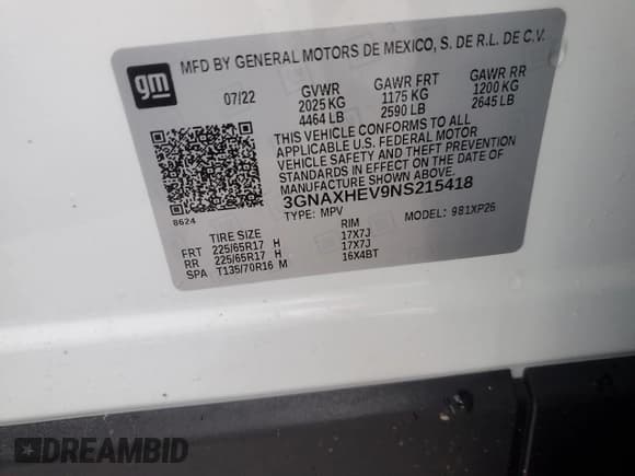 ✅ 2022 Chevrolet Equinox LS • VIN: 3GNAXHEV9NS215418 • Lot: 84398745. Listed on Copart with 28,587 mi. Free auction sales archive from the USA and detailed vehicle history report at DreamBid. Image 13.