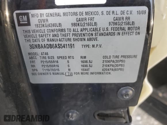 ✅ 2010 Chevrolet HHR LS • VIN: 3GNBAADB6AS541191 • Lot: 84836764. Listed on Copart with Not provided. Free auction sales archive from the USA and detailed vehicle history report at DreamBid. Image 14.