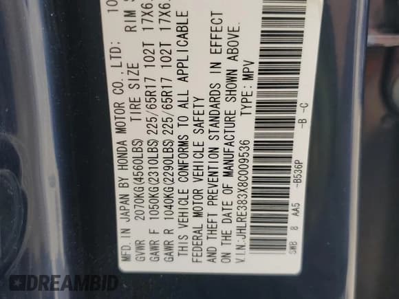 ✅ 2008 Honda CR-V LX • VIN: JHLRE383X8C009536 • Lot: 92440765. Wystawiony na Copart z przebiegiem 166 913 mil. Bezpłatny archiwum sprzedaży aukcyjnych z USA i szczegółowy raport historii pojazdu na DreamBid. Zdjęcie 12.