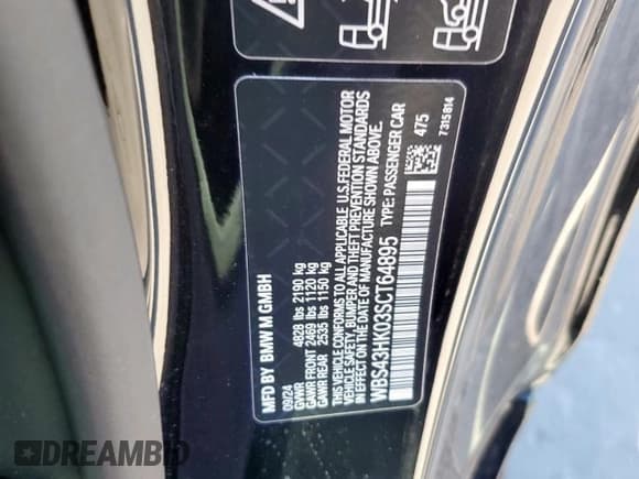 ✅ 2025 BMW M4 • VIN: WBS43HK03SCT64895 • Lot: 48044625. Listed on Copart with 9,538 mi. Free auction sales archive from the USA and detailed vehicle history report at DreamBid. Image 12.