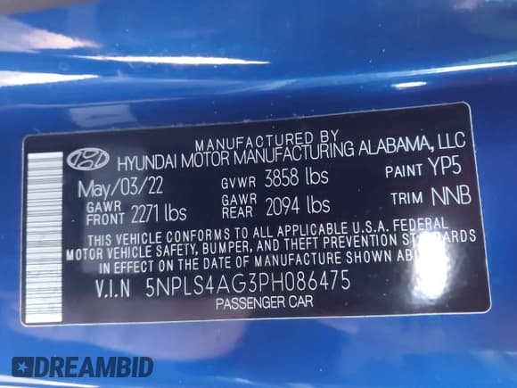 ✅ 2023 Hyundai Elantra SEL • VIN: 5NPLS4AG3PH086475 • Lot: 41807966. Listed on IAAI with 43,388 mi. Free auction sales archive from the USA and detailed vehicle history report at DreamBid. Image 9.