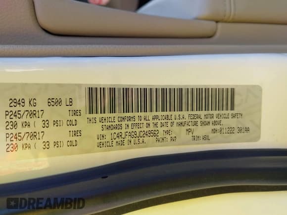 ✅ 2018 Jeep Grand Cherokee Altitude • VIN: 1C4RJFAG9JC249562 • Lot: 43369529. Listed on IAAI with 133,547 mi. Free auction sales archive from the USA and detailed vehicle history report at DreamBid. Image 9.