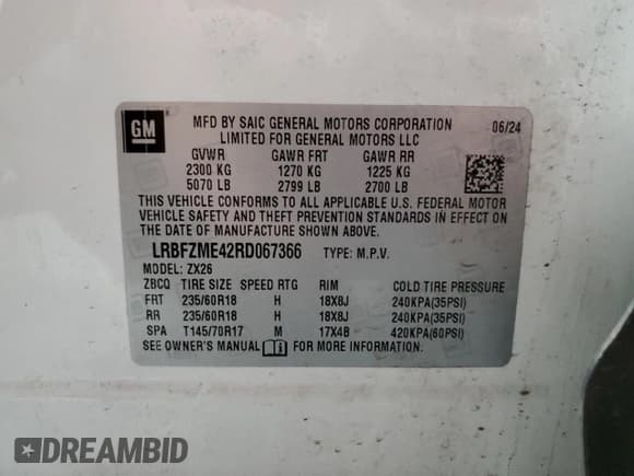 ✅ 2024 Buick Envision Preferred • VIN: LRBFZME42RD067366 • Лот: 90220865. Опубликован ранее на Copart с пробегом 35 178 миль. Бесплатный доступ к архиву аукционных продаж из США и подробный отчёт об истории автомобиля на DreamBid. Изображение 13.