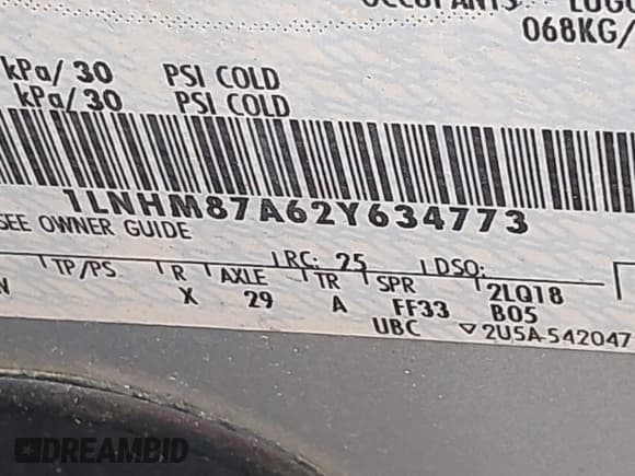 ✅ 2002 Lincoln LS w/Base Pkg • VIN: 1LNHM87A62Y634773 • Lot: 42485402. Listed on IAAI with Not provided. Free auction sales archive from the USA and detailed vehicle history report at DreamBid. Image 9.