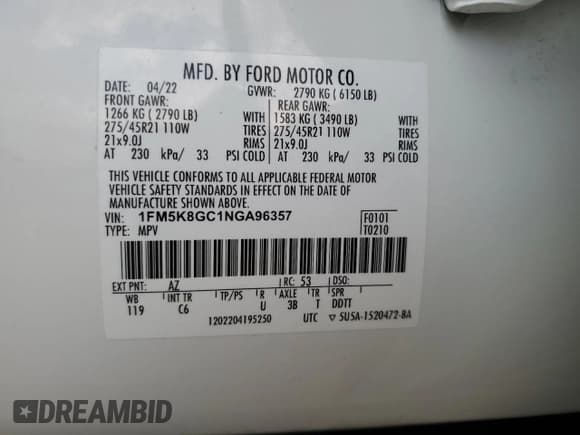 ✅ 2022 Ford Explorer ST • VIN: 1FM5K8GC1NGA96357 • Лот: 85950045. Опубликован ранее на Copart с пробегом 48 956 миль. Бесплатный доступ к архиву аукционных продаж из США и подробный отчёт об истории автомобиля на DreamBid. Изображение 13.