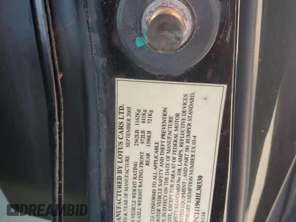 ✅ 2006 Lotus Elise • VIN: SCCPC11196HL30330 • Лот: 77806924. Опубликован ранее на Copart с пробегом Не указан. Бесплатный доступ к архиву аукционных продаж из США и подробный отчёт об истории автомобиля на DreamBid. Изображение 13.