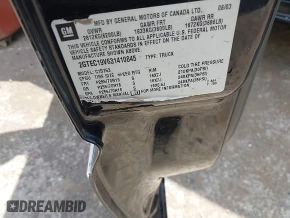 ✅ 2003 GMC Sierra 1500 SLE • VIN: 2GTEC19V631410845 • Лот: 42532541. Опубликован ранее на IAAI с пробегом 245 023 миль. Бесплатный доступ к архиву аукционных продаж из США и подробный отчёт об истории автомобиля на DreamBid. Изображение 9.