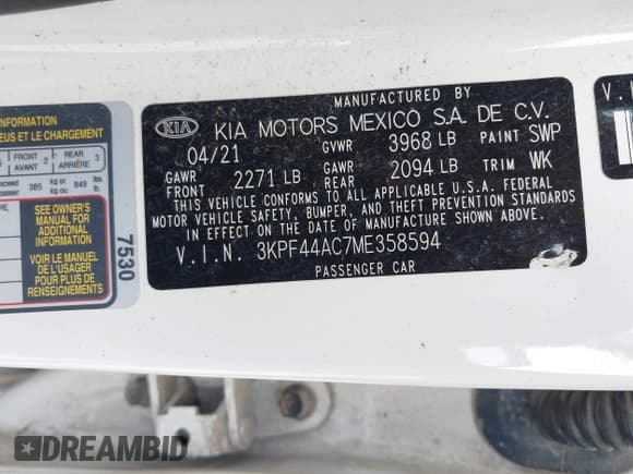 ✅ 2021 Kia Forte GT • VIN: 3KPF44AC7ME358594 • Lot: 42463866. Listed on IAAI with 77,883 mi. Free auction sales archive from the USA and detailed vehicle history report at DreamBid. Image 9.