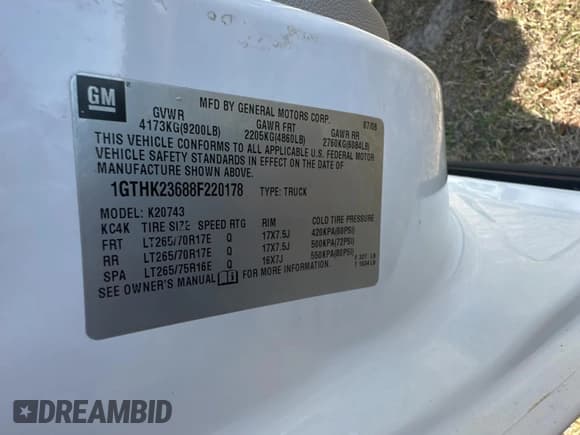 ✅ 2008 GMC Sierra 2500HD SLT • VIN: 1GTHK23688F220178 • Lot: 88986445. Wystawiony na Copart z przebiegiem 415 781 mil. Bezpłatny archiwum sprzedaży aukcyjnych z USA i szczegółowy raport historii pojazdu na DreamBid. Zdjęcie 10.