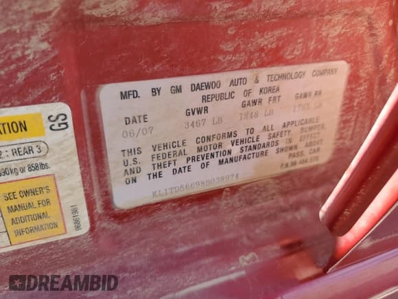 ✅ 2008 Chevrolet Aveo LS • VIN: KL1TD56698B038974 • Lot: 50452875. Wystawiony na Copart z przebiegiem 81 363 mil. Bezpłatny archiwum sprzedaży aukcyjnych z USA i szczegółowy raport historii pojazdu na DreamBid. Zdjęcie 12.