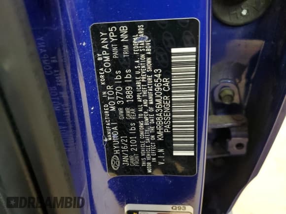 ✅ 2021 Hyundai Venue SE • VIN: KMHRB8A36MU096543 • Lot: 55131855. Listed on Copart with 87,969 mi. Free auction sales archive from the USA and detailed vehicle history report at DreamBid. Image 12.