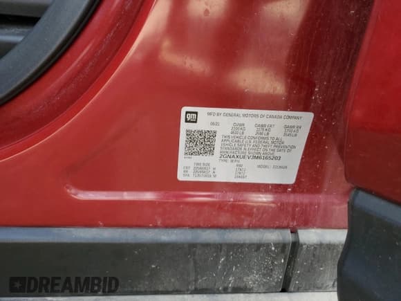 ✅ 2021 Chevrolet Equinox LT • VIN: 2GNAXUEV3M6165203 • Lot: 86287105. Listed on Copart with 34,793 mi. Free auction sales archive from the USA and detailed vehicle history report at DreamBid. Image 13.