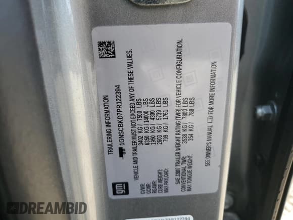 ✅ 2023 Chevrolet Suburban LS • VIN: 1GNSCBKD7PR122394 • Lot: 63259315. Listed on Copart with 54,885 mi. Free auction sales archive from the USA and detailed vehicle history report at DreamBid. Image 13.