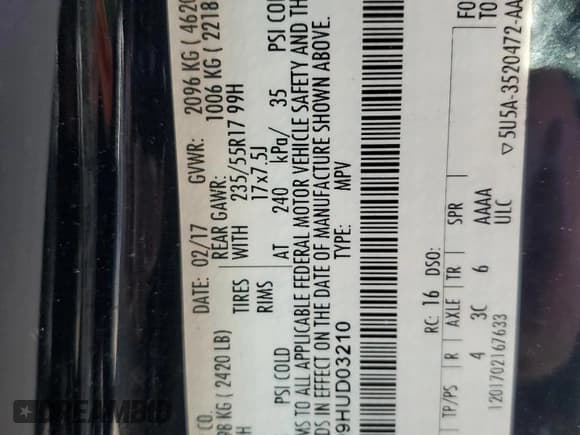 ✅ 2017 Ford Escape SE • VIN: 1FMCU0GD9HUD03210 • Лот: 92368825. Опубликован ранее на Copart с пробегом 105 592 миль. Бесплатный доступ к архиву аукционных продаж из США и подробный отчёт об истории автомобиля на DreamBid. Изображение 13.