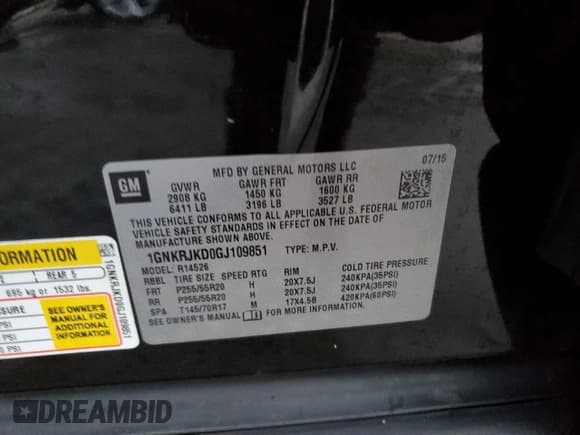 ✅ 2016 Chevrolet Traverse LTZ • VIN: 1GNKRJKD0GJ109851 • Lot: 73744974. Wystawiony na Copart z przebiegiem Nie podano. Bezpłatny archiwum sprzedaży aukcyjnych z USA i szczegółowy raport historii pojazdu na DreamBid. Zdjęcie 13.