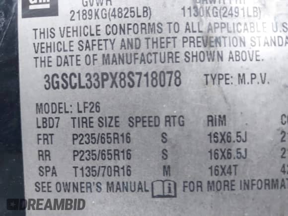✅ 2008 Saturn VUE XE • VIN: 3GSCL33PX8S718078 • Lot: 41595374. Wystawiony na IAAI z przebiegiem 135 523 mil. Bezpłatny archiwum sprzedaży aukcyjnych z USA i szczegółowy raport historii pojazdu na DreamBid. Zdjęcie 9.