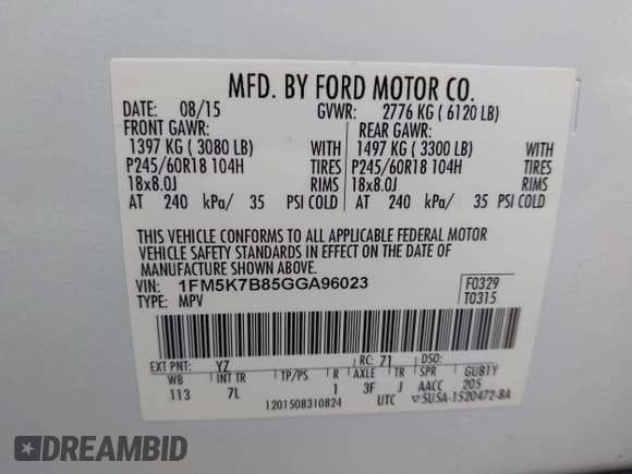 ✅ 2016 Ford Explorer • VIN: 1FM5K7B85GGA96023 • Лот: 43439426. Опубликован ранее на IAAI с пробегом 71 953 миль. Бесплатный доступ к архиву аукционных продаж из США и подробный отчёт об истории автомобиля на DreamBid. Изображение 9.