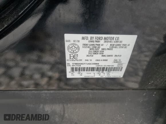 ✅ 2018 Ford Explorer Sport • VIN: 1FM5K8GT7JGC35966 • Лот: 90302585. Опубликован ранее на Copart с пробегом 60 946 миль. Бесплатный доступ к архиву аукционных продаж из США и подробный отчёт об истории автомобиля на DreamBid. Изображение 14.