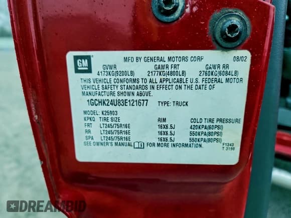 ✅ 2003 Chevrolet Silverado 2500HD Work Truck • VIN: 1GCHK24U83E121677 • Lot: 93303155. Wystawiony na Copart z przebiegiem 160 497 mil. Bezpłatny archiwum sprzedaży aukcyjnych z USA i szczegółowy raport historii pojazdu na DreamBid. Zdjęcie 12.