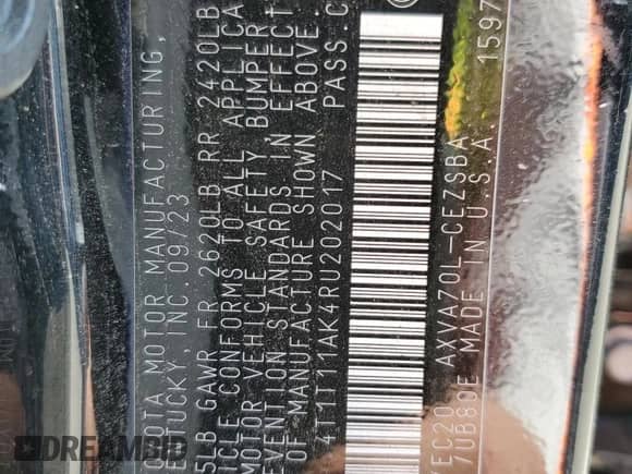 2024 Toyota Camry SE с VIN 4T1T11AK4RU202017, выставлен на аукционе Copart как лот 80452135 с пробегом 62 653 миль миль и Чистый • Clean title. История ставок и продаж доступна на DreamBid. Изображение 12.