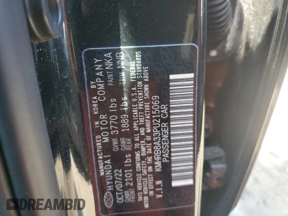 ✅ 2023 Hyundai Venue SE • VIN: KMHRB8A33PU215069 • Lot: 47788414. Listed on Copart with 34,440 mi. Free auction sales archive from the USA and detailed vehicle history report at DreamBid. Image 14.