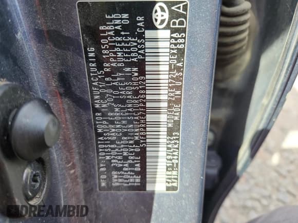 ✅ 2015 Toyota Corolla LE Eco • VIN: 5YFBPRHE7FP268129 • Lot: 80576735. Listed on Copart with 116,514 mi. Free auction sales archive from the USA and detailed vehicle history report at DreamBid. Image 13.