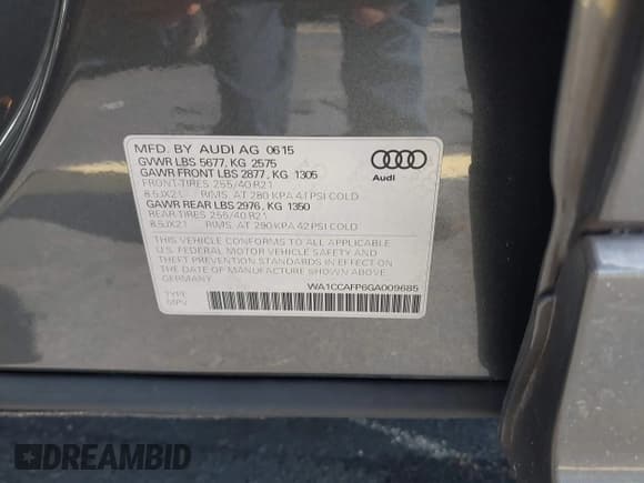 ✅ 2016 Audi SQ5 Premium Plus • VIN: WA1CCAFP6GA009685 • Лот: 42637495. Опубликован ранее на IAAI с пробегом 65 704 миль. Бесплатный доступ к архиву аукционных продаж из США и подробный отчёт об истории автомобиля на DreamBid. Изображение 9.