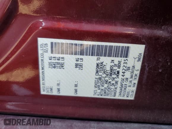 ✅ 2016 Nissan Maxima SL • VIN: 1N4AA6AP1GC442235 • Лот: 71241975. Опубликован ранее на Copart с пробегом 154 308 миль. Бесплатный доступ к архиву аукционных продаж из США и подробный отчёт об истории автомобиля на DreamBid. Изображение 12.