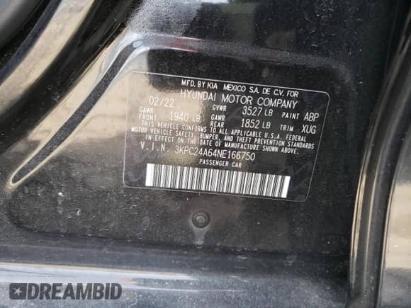 2022 Hyundai Accent SEL z VIN 3KPC24A64NE166750, wystawiony jako Copart lot #39822123 z przebiegiem 10 520 mil mil oraz . Historia ofert i sprzedaży dostępna na DreamBid. Obrazek 14.