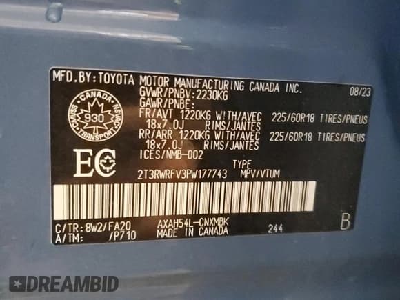 ✅ 2023 Toyota RAV4 Hybrid XLE • VIN: 2T3RWRFV3PW177743 • Lot: 91001565. Wystawiony na Copart z przebiegiem 35 676 mil. Bezpłatny archiwum sprzedaży aukcyjnych z USA i szczegółowy raport historii pojazdu na DreamBid. Zdjęcie 14.