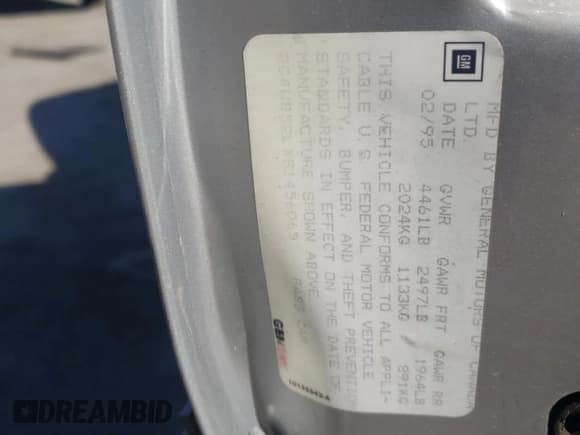 ✅ 1995 Buick Regal Custom • VIN: 2G4WB52LXS1456065 • Lot: 47444325. Wystawiony na Copart z przebiegiem 169 679 mil. Bezpłatny archiwum sprzedaży aukcyjnych z USA i szczegółowy raport historii pojazdu na DreamBid. Zdjęcie 12.