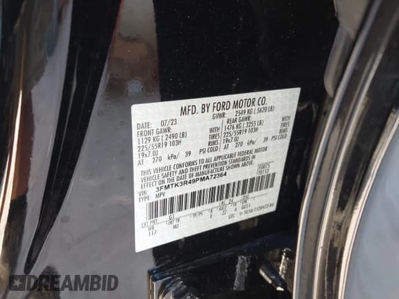 ✅ 2023 Ford Mustang Mach-E Premium • VIN: 3FMTK3R49PMA72364 • Lot: 41999783. Listed on IAAI with 15,023 mi. Free auction sales archive from the USA and detailed vehicle history report at DreamBid. Image 9.